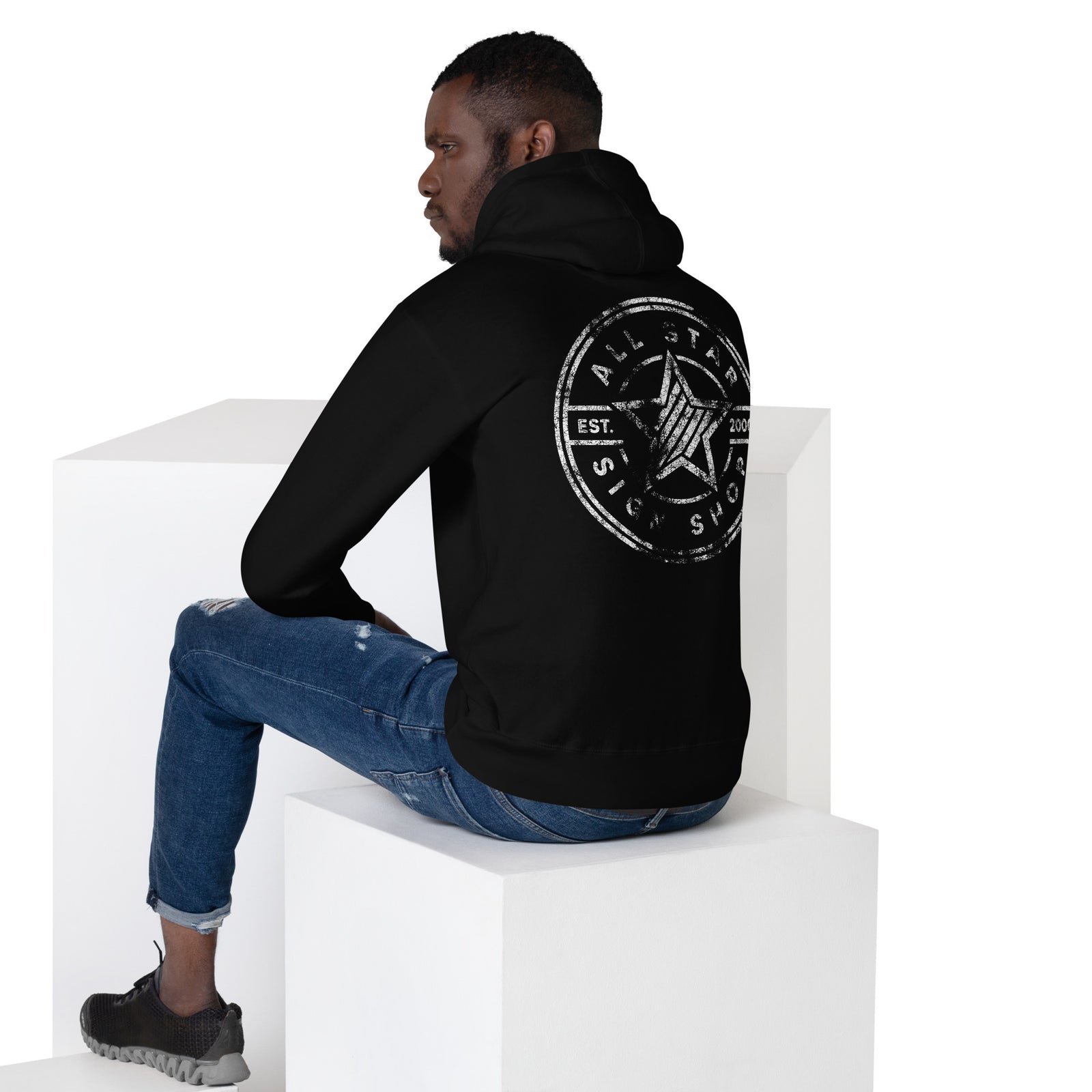 All Star Sign Shop Work Gear Hoodie — Black back view