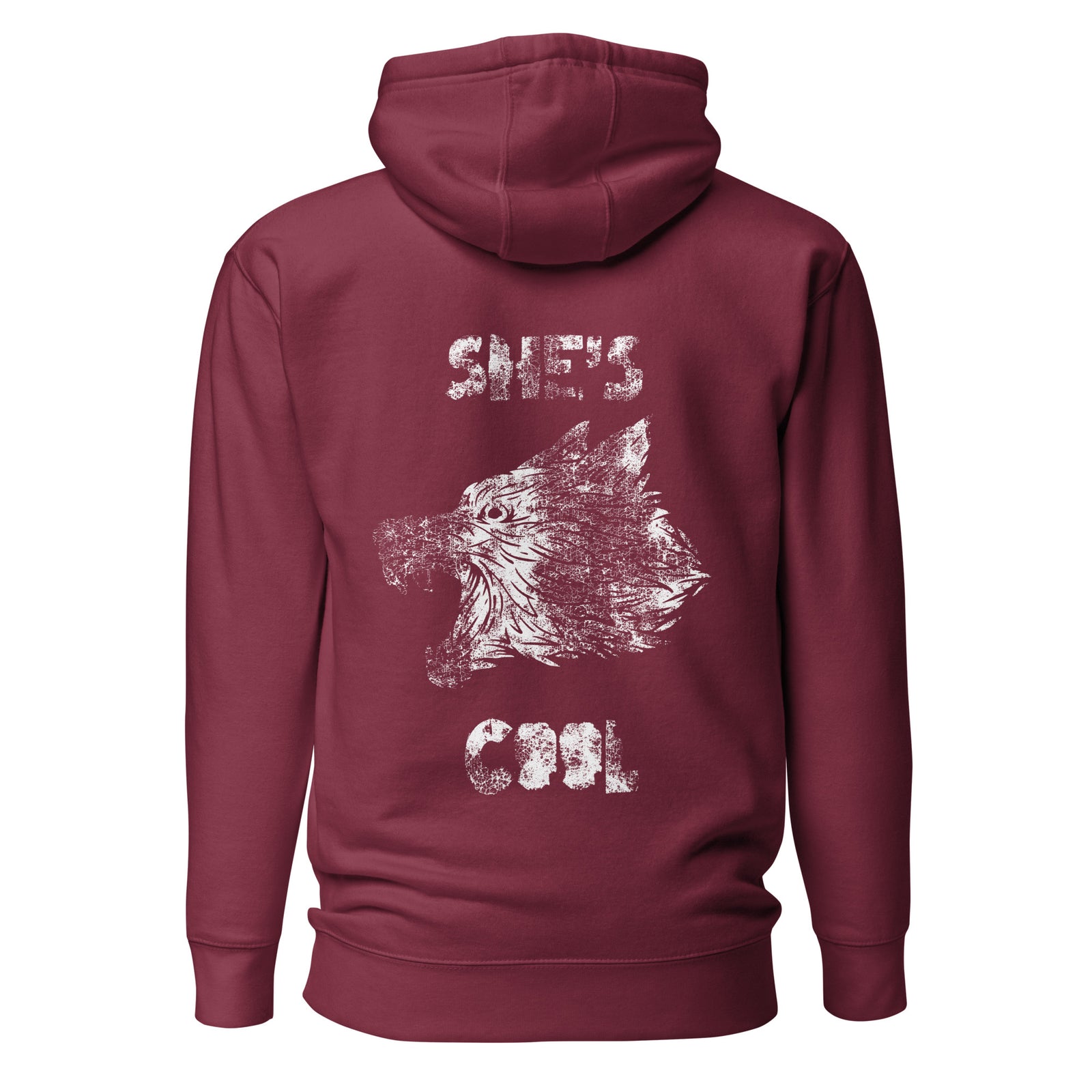 Yeah… She’s Cool Hoodie — Maroon back view