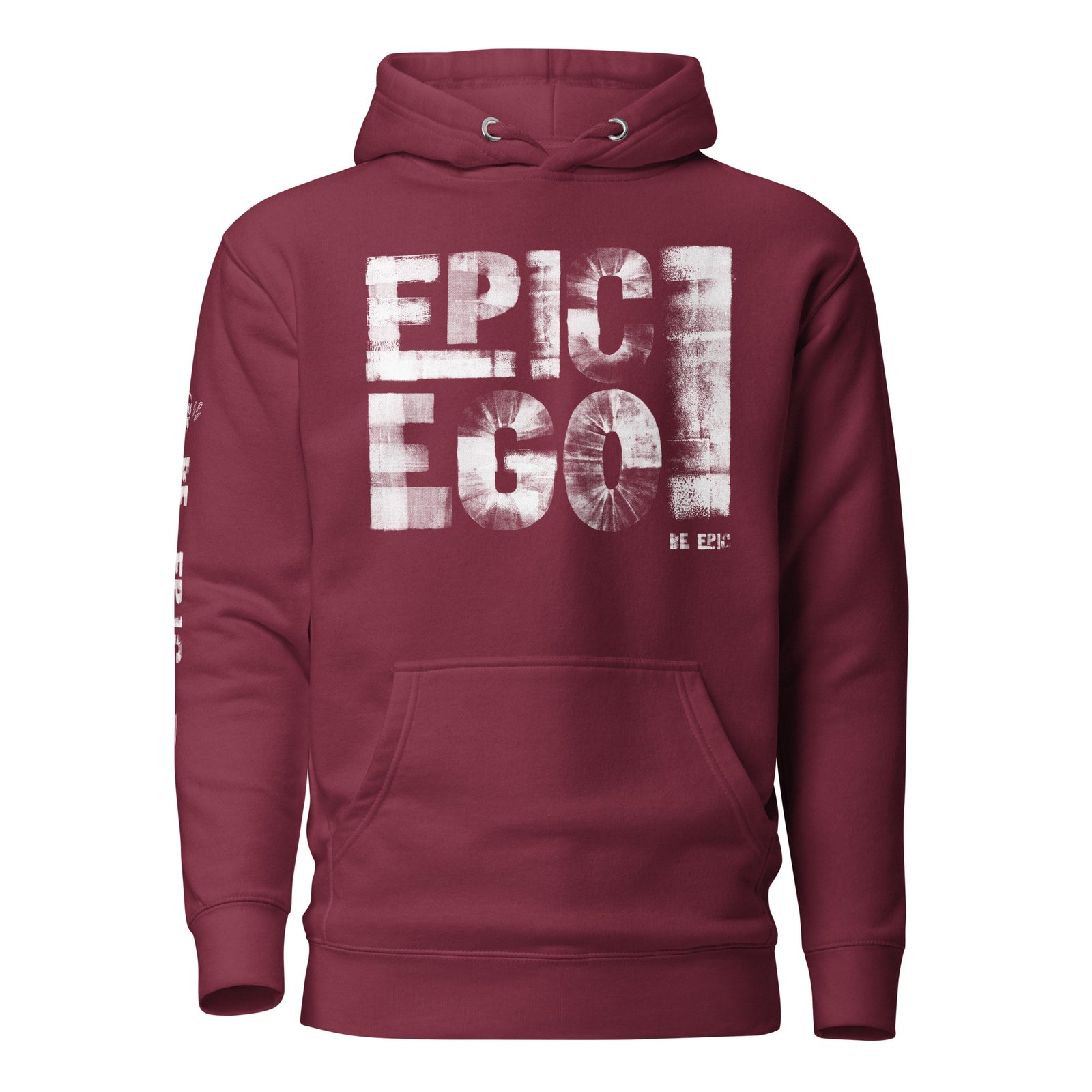 Epic Ego Paint Block Hoodie — Maroon front view