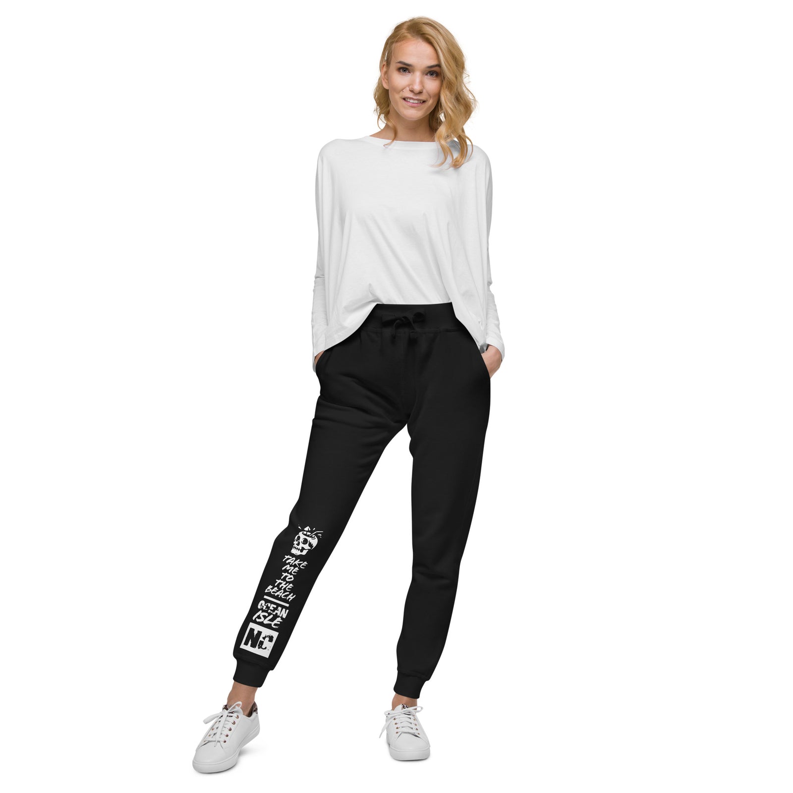 Take Me to the Beach Sweatpants — Ocean Isle, NC — Black front view