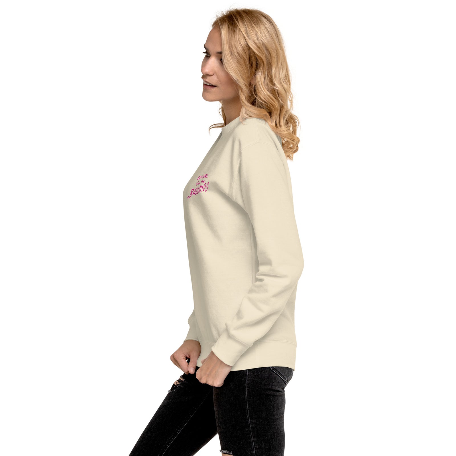 Good Girl from the Badlands Sweatshirt — Bone left-side view
