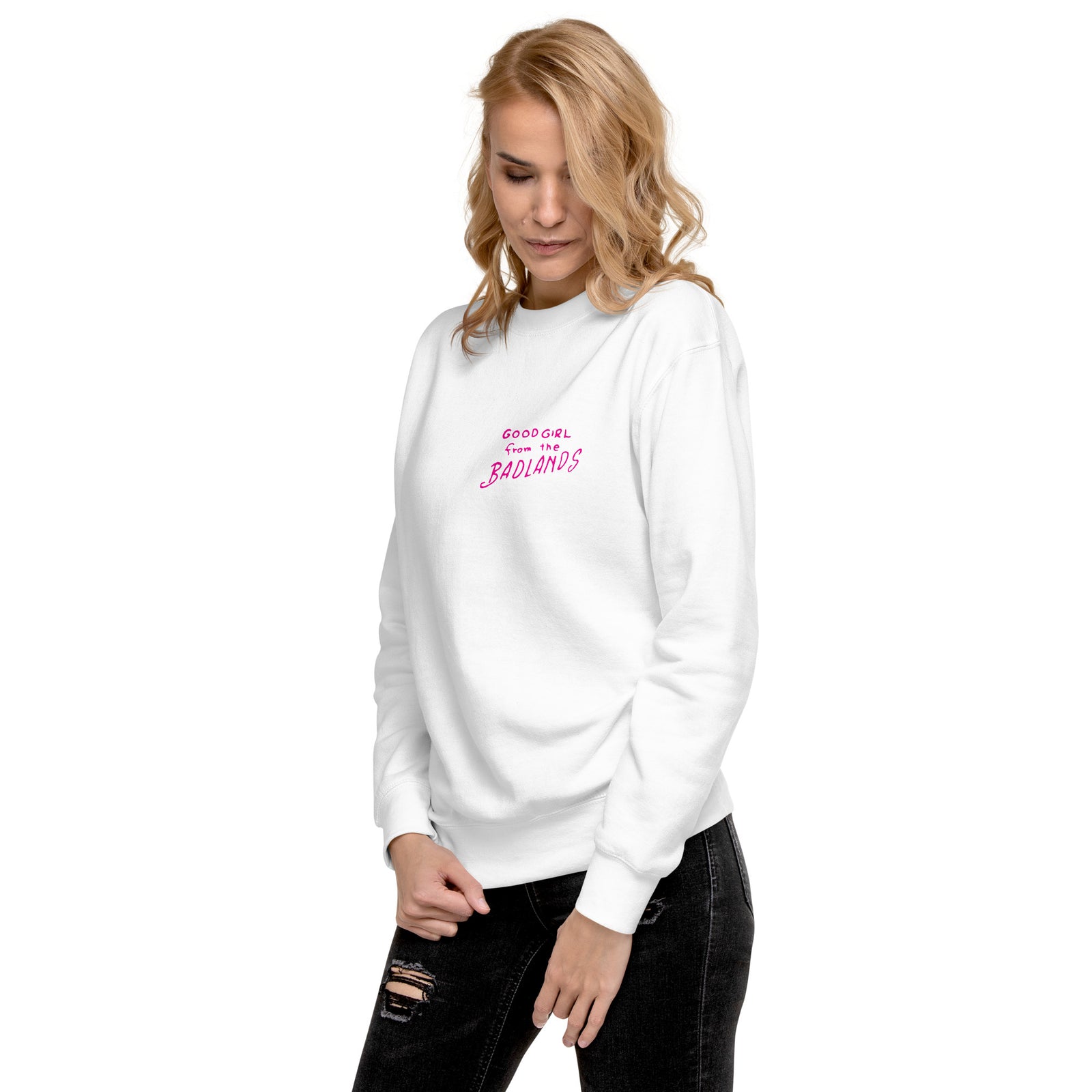 Good Girl from the Badlands Sweatshirt — White left-front view