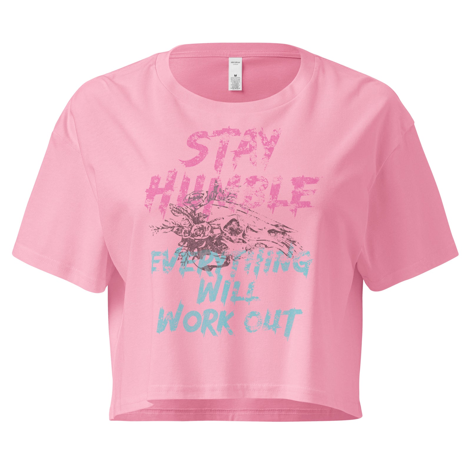 Stay Humble Crop Tee — Bubblegum front view