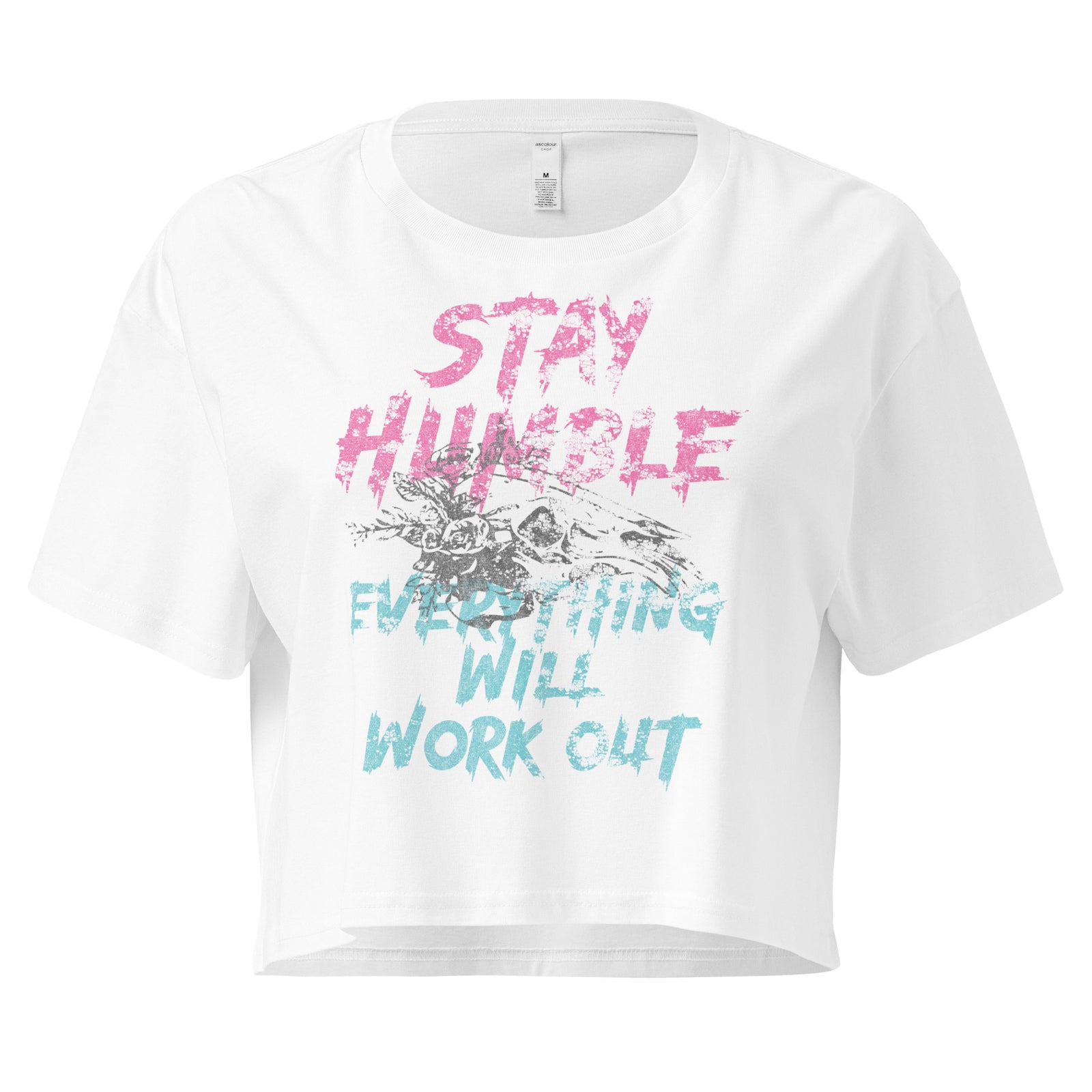 Stay Humble Crop Tee — White front view