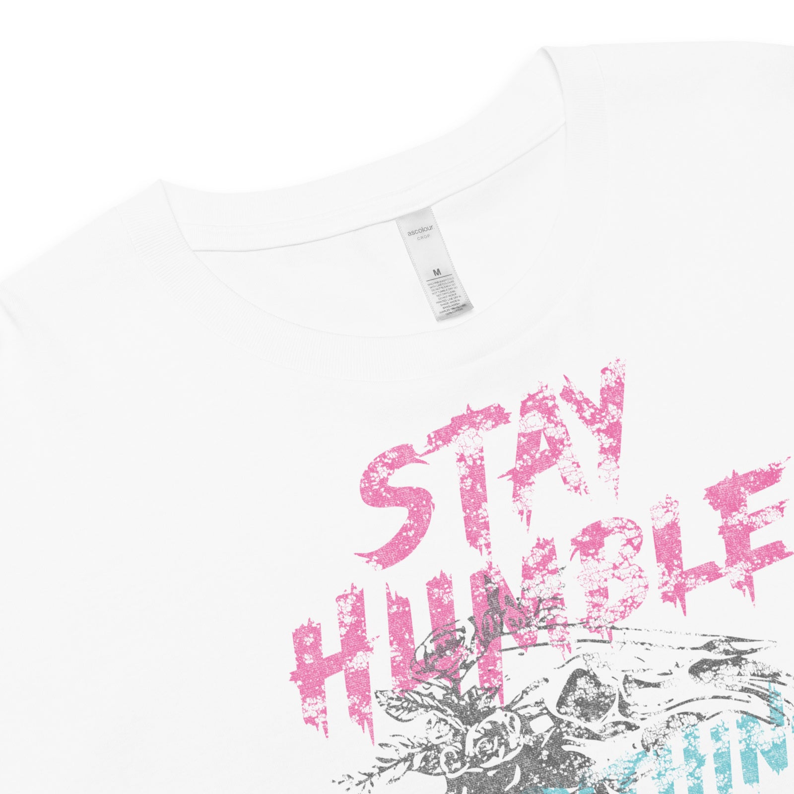 Stay Humble Crop Tee — White product detail view