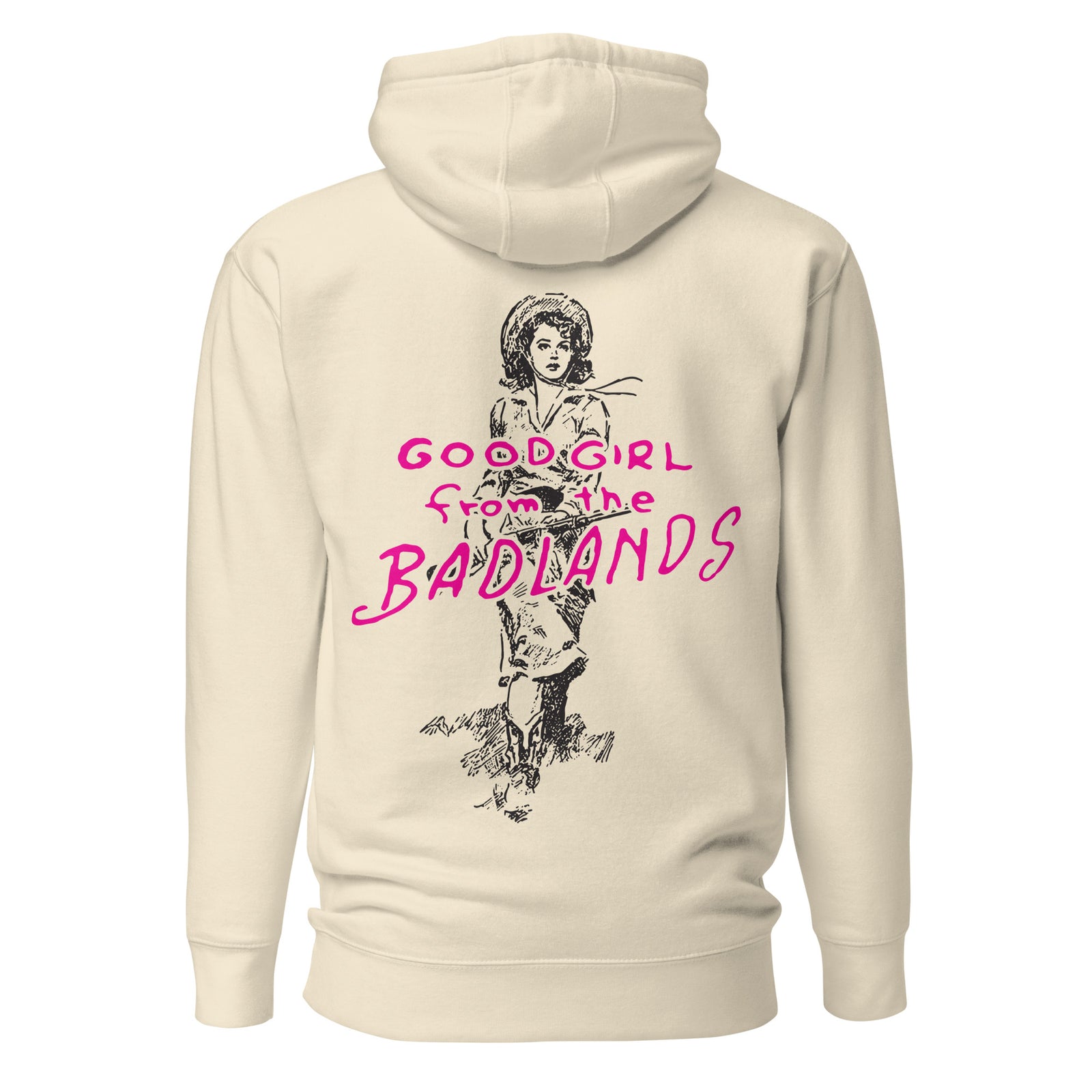 Good Girl from the Badlands Hoodie — Bone back view