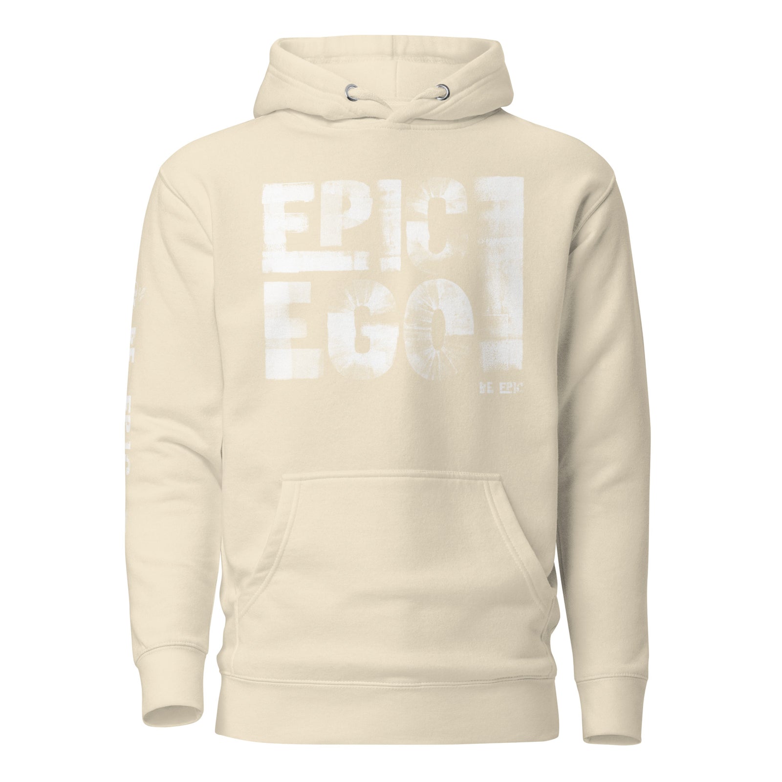Epic Ego Paint Block Hoodie — Bone front view