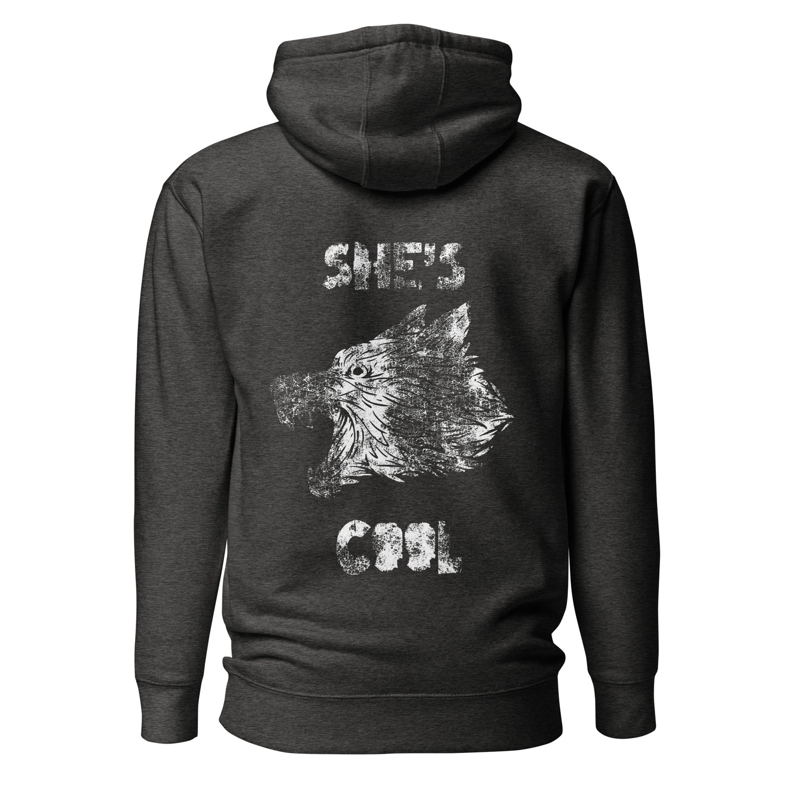 Yeah… She’s Cool Hoodie — Charcoal Heather back view