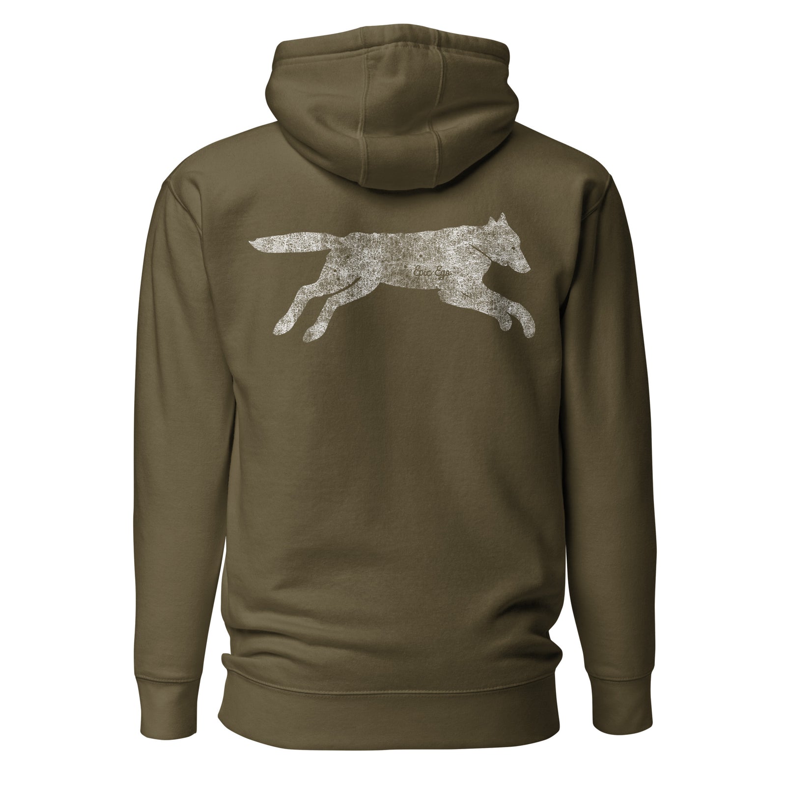 Running Wild Hoodie — Dark Tones — Military Green back view