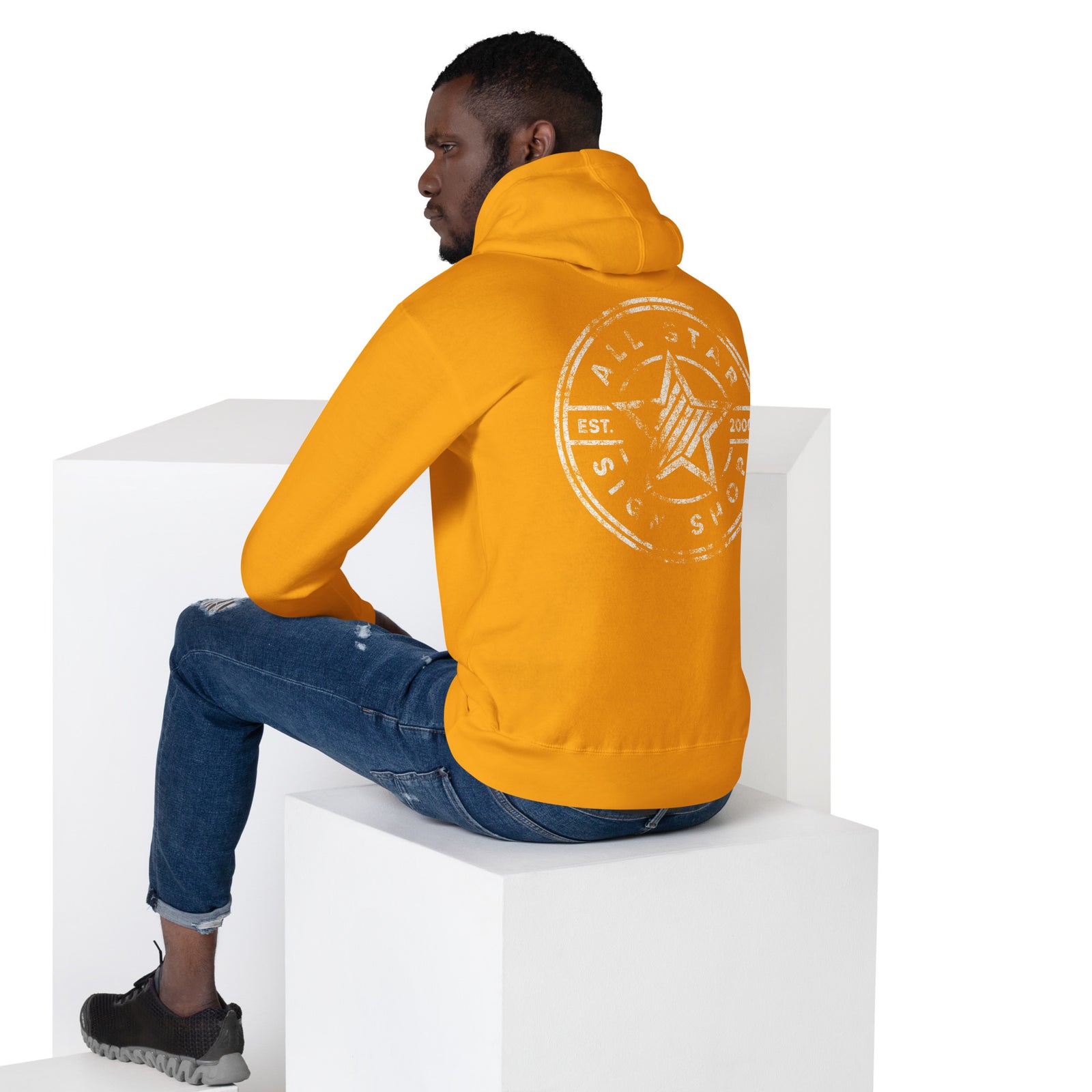 All Star Sign Shop Work Gear Hoodie — Gold Edition — Team Gold back view