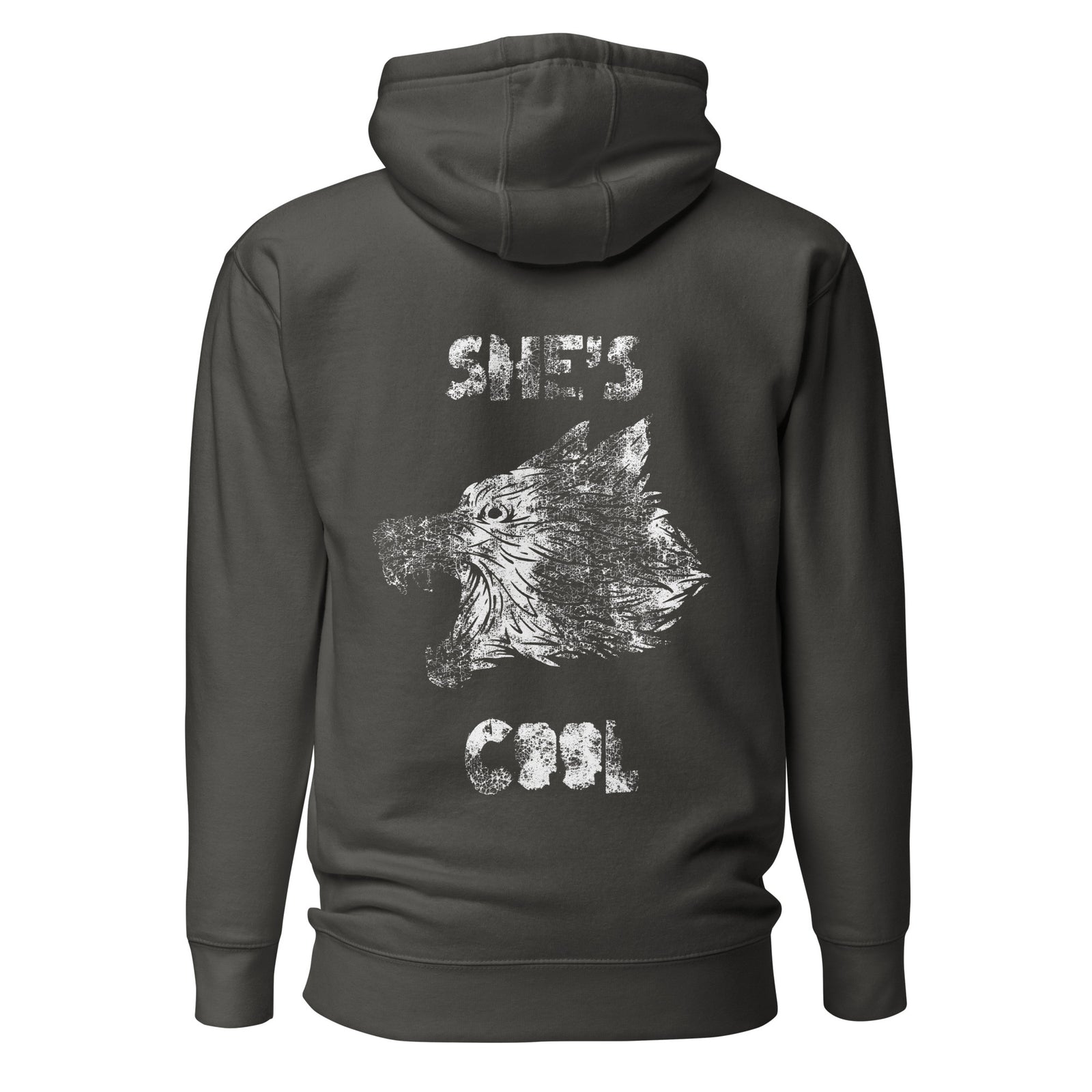 Yeah… She’s Cool Hoodie — Vintage Black back view