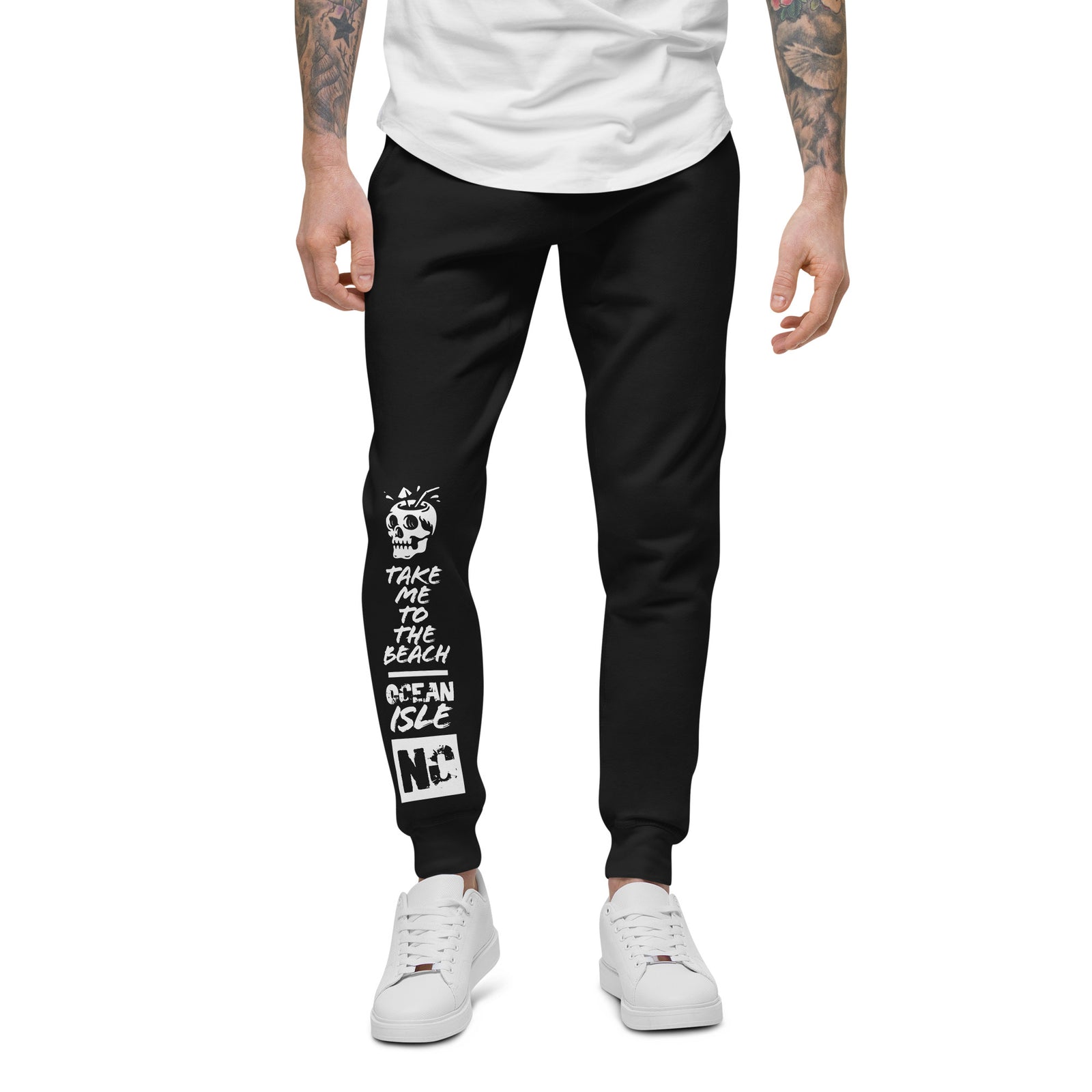 Take Me to the Beach Sweatpants — Ocean Isle, NC — Black front view