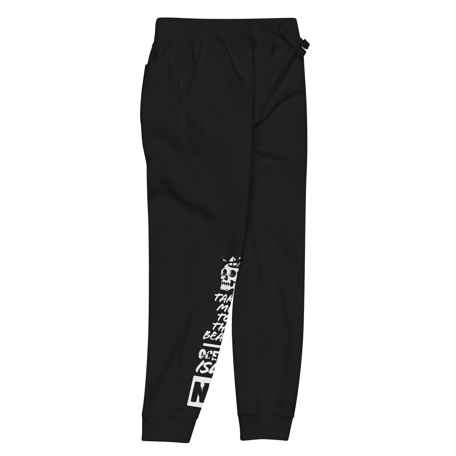 Take Me to the Beach Sweatpants — Ocean Isle, NC — Black front-right view