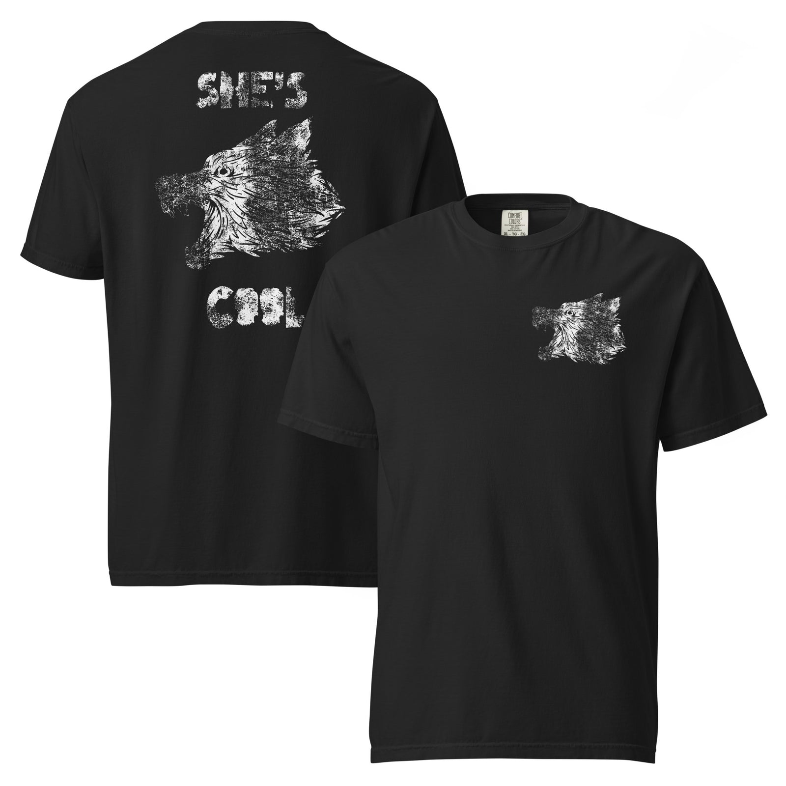 Yeah… She’s Cool Tee — Black front and back view