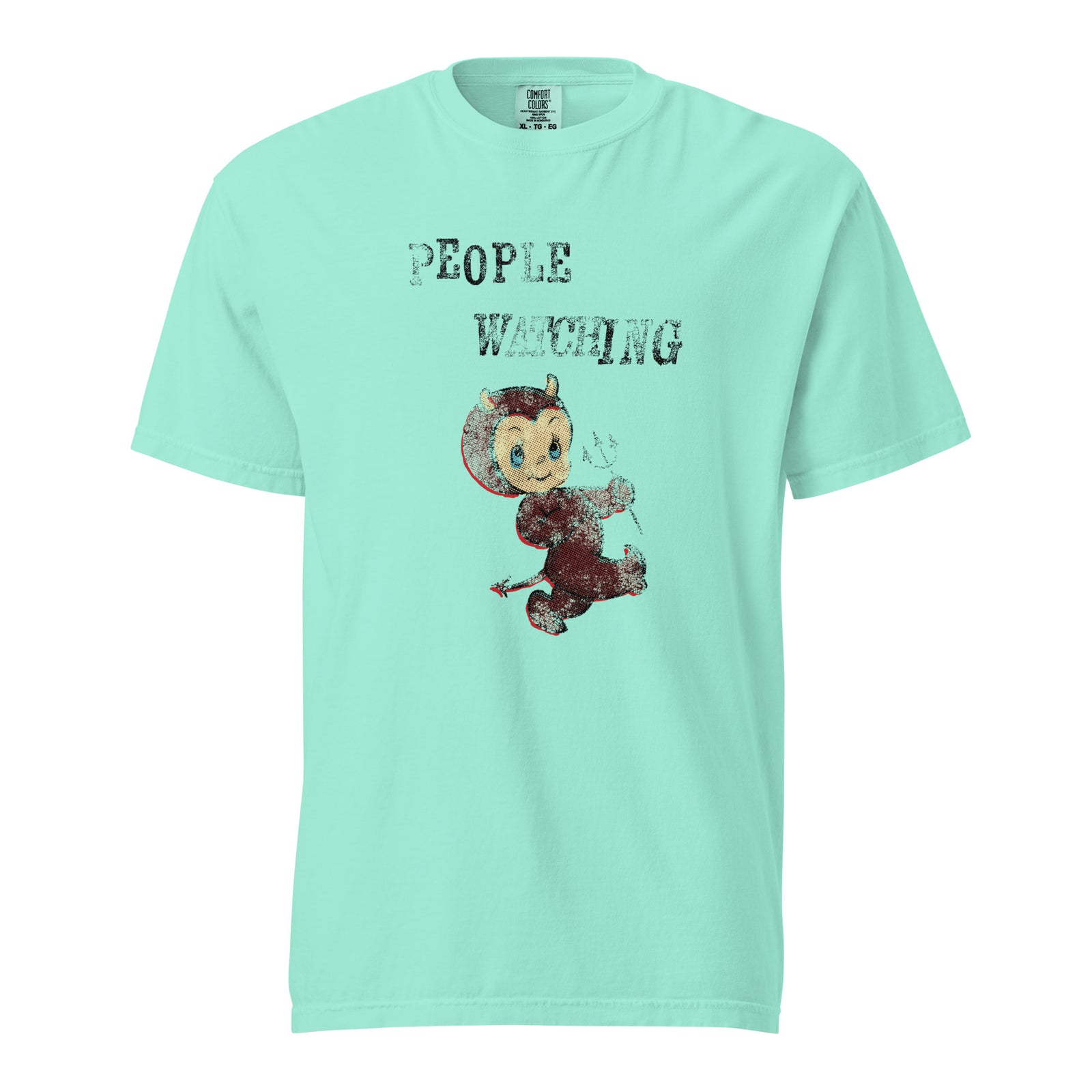 Little Guy Is Always Watching Tee — Chalky Mint front view
