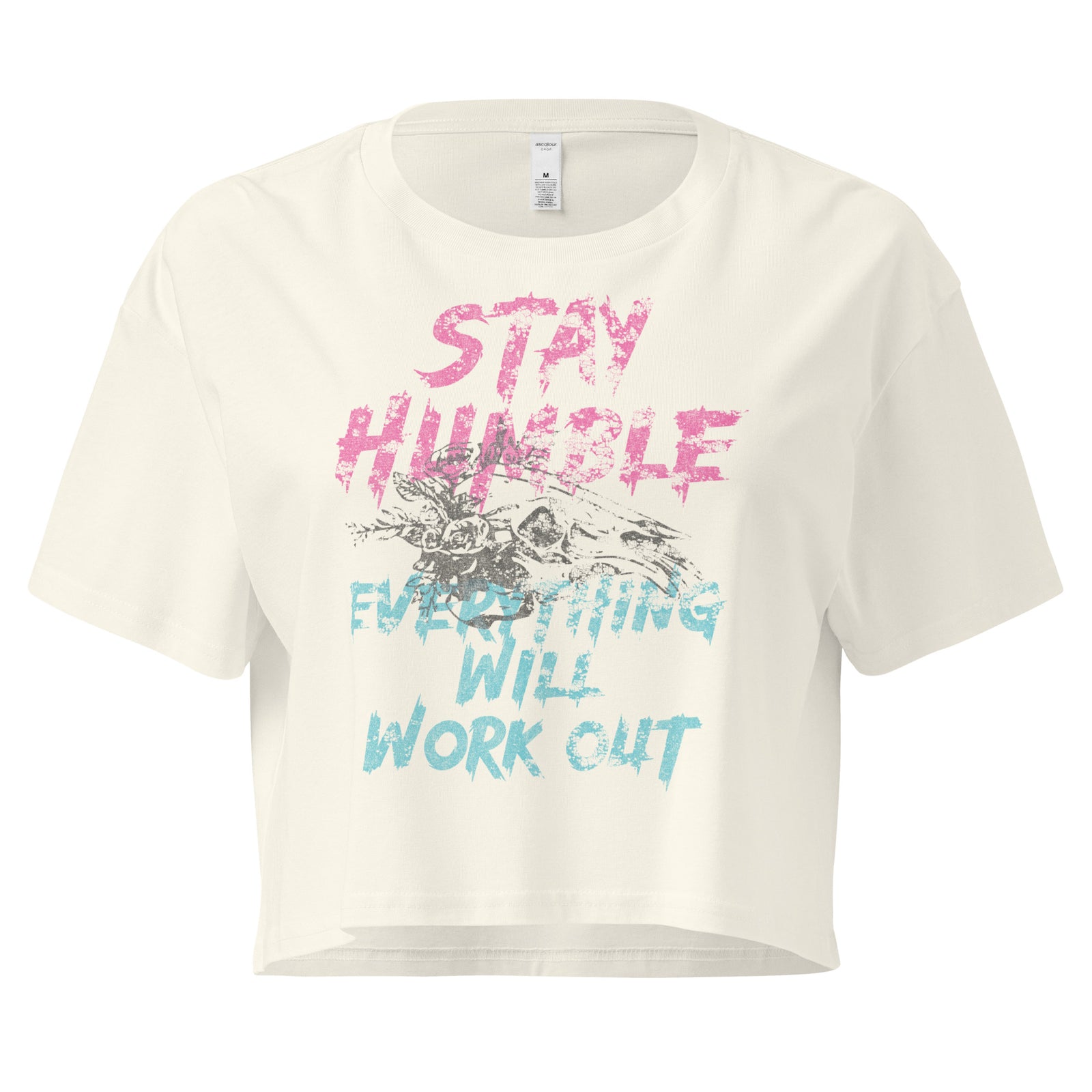 Stay Humble Crop Tee — Natural front view